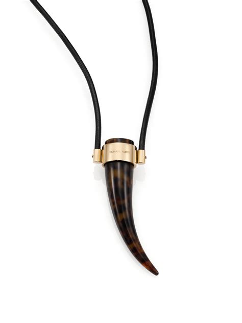 michael kors tortoise horn pendant necklace|Michael Kors Tortoise Horn Pendant Necklace in Black .